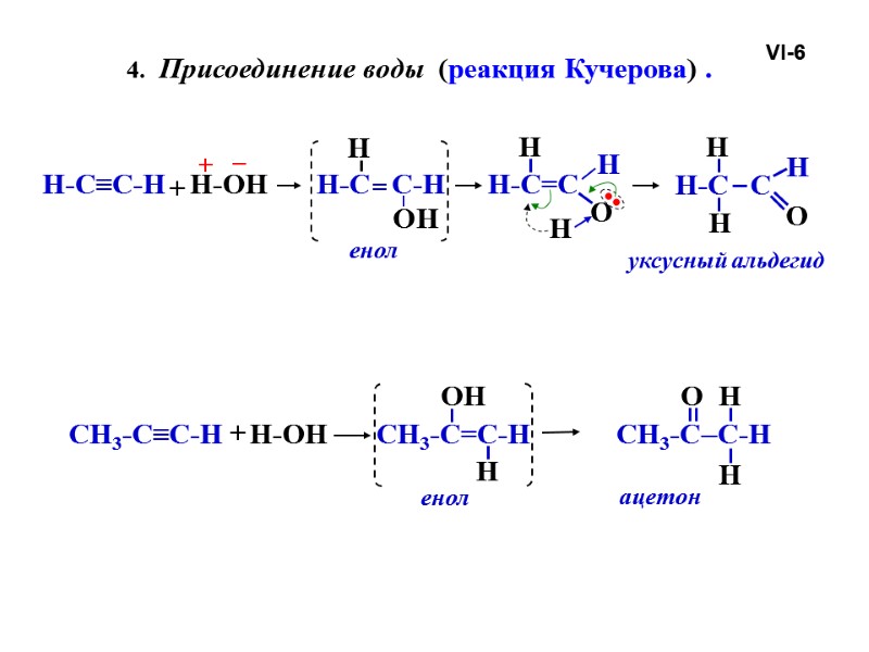 4. Присоединение воды  (реакция Кучерова) . VI-6